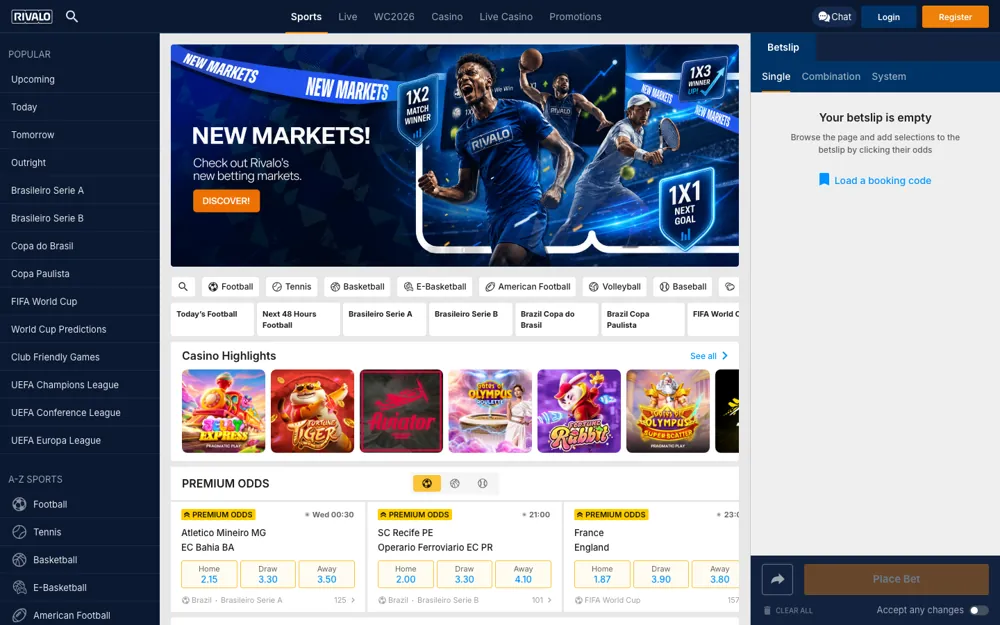 Rivalo Perú, página de inicio de apuestas deportivas